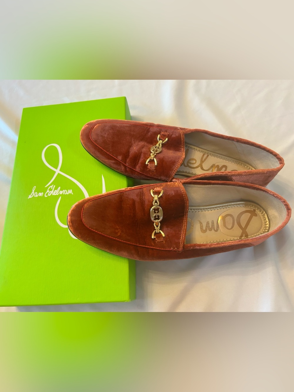 Sam Edelman Loraine Rust Velvet Bit Loafers Size 10